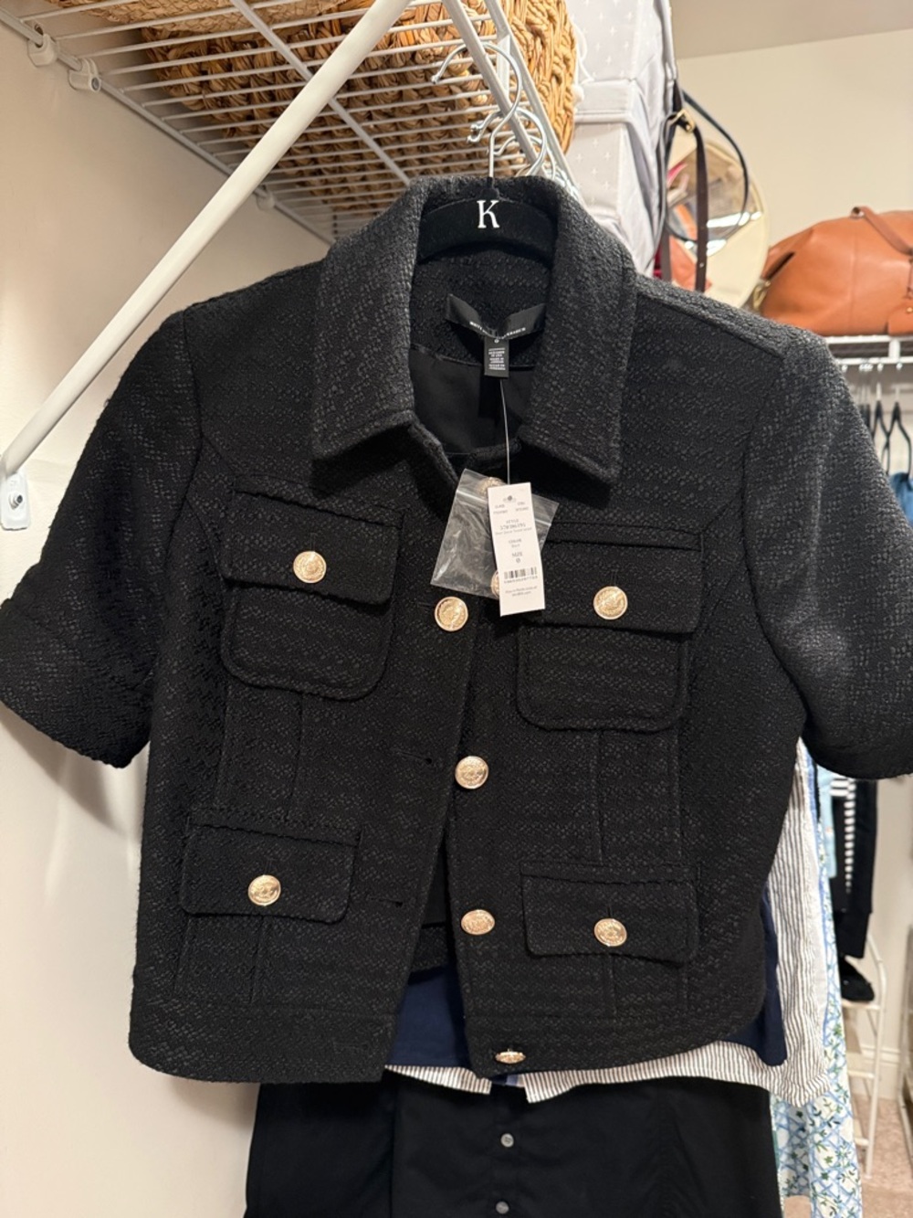 White House Black Market Chanel style Tweed Jacket with Gold Buttons